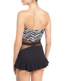 Marble Mesh-Insert Bandeau Swimdress