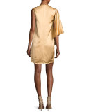 Kayla Draped One-Shoulder Dress, Sand