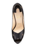 Academa Leather Cutout Red Sole Pump, Black