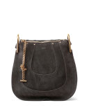 Hayley Small Suede Hobo Bag, Iron Gray