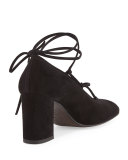 Cordonmid Suede Lace-Up Pump, Black