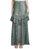 Meredith Printed Maxi Skirt, Stripe Print