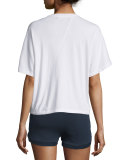 Maddie Short-Sleeve Round-Neck Tee, White