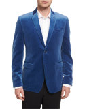 Velvet Two-Button Jacket, Blue