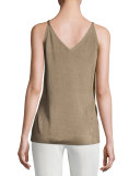 Radiant Shimmer Ribbed Tank, Light Brown