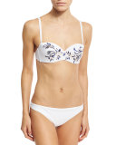 Cascade Florale Embellished Padded Bandeau Swim Top, White