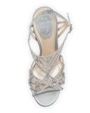 Crystal-Embellished Cutout 105mm Sandal, Silver