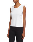 Sleeveless Scoop-Neck Tank, White 