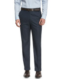 Phi Flat-Front Twill Trousers, Navy