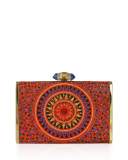 Tall Slender Rectangle Evening Clutch Bag, Champagne/Copper/Multi