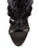 Coline Wings Patent High-Heel Sandal, Nero