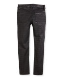 Karl-Print Stretch Skinny Jeans, Black, Size 2-5