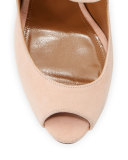 Zani Suede 105mm Pump, Peony Pink