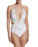 Diamond Twist Cutout One-Piece Swimsuit