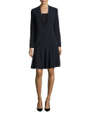 Stretch-Wool Flutter Skirt, Midnight