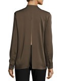 Flyaway-Back Stretch-Silk Blouse