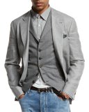 Deconstructed Three-Button Sport Jacket, Gray