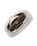 Peekaboo Micro Shearling Fur Satchel Bag, White