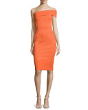 India Off-The-Shoulder Sheath Dress, Orange