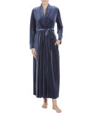 Stormy Skies Long Velvet Robe, Navy