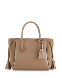 Penelope Small Leather & Suede Tote Bag, Taupe
