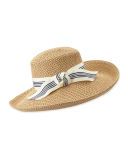 Socialite Grosgrain-Trim Woven Sun Hat