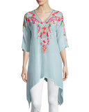 Cleopatra Embroidered Asymmetric Tunic, Plus Size  
