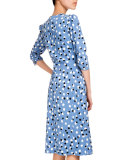 Aimee Polka-Dot Button-Front Dress, Blue