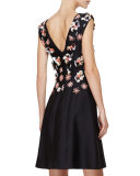 Sleeveless Embellished Mini Dress, Black/Multi