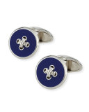 Button & Thread Cuff Links, Silver/Blue