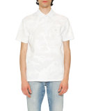 Tonal Camouflage Polo Shirt w/Rockstud, White