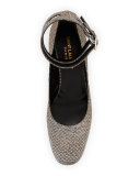Babies Metallic Ankle-Wrap 70mm Pump, Ciad/Argento