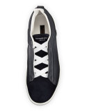 Couture Triple-Stitch Leather & Suede Low-Top Sneaker, Navy