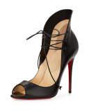Mega Vamp Lace-Up Red Sole Pump, Black