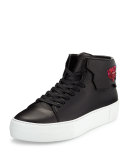 90mm Leather Sneaker W/Sequined Feather, Black
