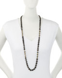 Long Agate, Spinel & Tahitian Pearl Rope Necklace, 38"L