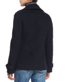 Wool-Blend Pea Coat, Coastal Blue