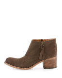 Capricia Suede 50mm Bootie, Dark Taupe