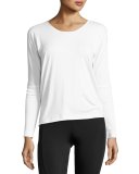 Drapey V-Back Long-Sleeve Tee, White