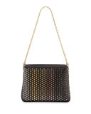 Triloubi Large Triple-Gusset Spiked Shoulder Bag, Black