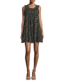 Tahoma Floral-Print Georgette Dress, Caviar