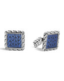 Blue Enamel Square Cuff Links