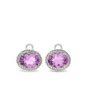 Oval Amethyst & Diamond Earring Drops, 18k White Gold