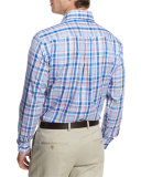 Holiday Plaid Sport Shirt, Pier Blue