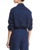 Rinsed-Denim Patch-Pocket Shirt, Dark Blue