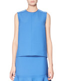 Satin-Trim Shell Top, Blue