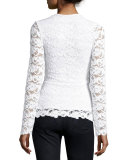 Dixie Lace V-Neck Top, Dove