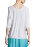 V-Neck Dolman Sweater, White 