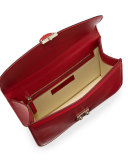 Lock Rockstud-Trim Flap Bag, Red