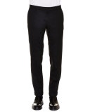 Contrast-Stitch Three-Piece Suit, Black